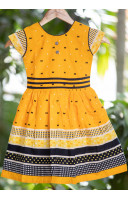 All Over Bow Printed Yellow Cotton Kids Dress (KR1195) All Over Bow Printed Yellow Cotton Kids Dress (KR1195)